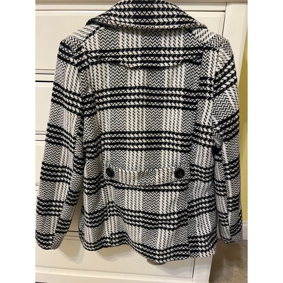 Rampage Black & White Plaid Peacoat Double Breasted Women's Size Large EUC Y2K - Picture 3 of 7